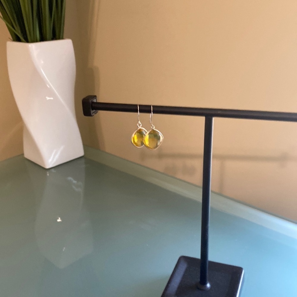 NEW 925 STERLING SILVER and Authentic Citrine Drop Earrings - Picture 2 of 6